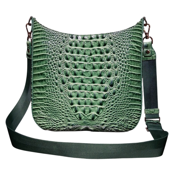 Brahmin Leia Croc Embossed Leather Crossbody Bag - Picture 3 of 11